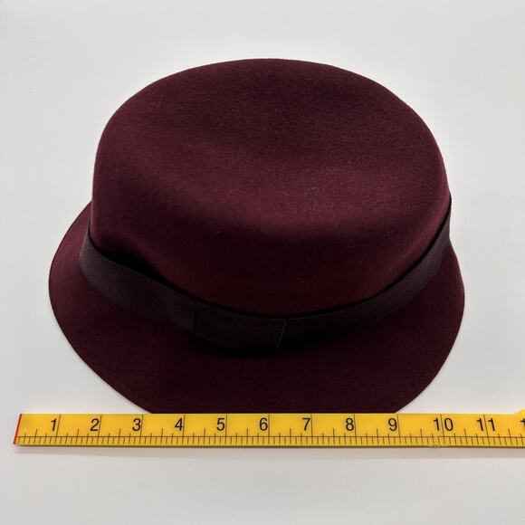 Banana Republic Hat Cloche Fedora Fitted Womens Small Medium Wool Made Italy Bow - Picture 8 of 10